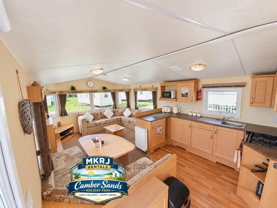 Living room, microwave, oven, kitchen