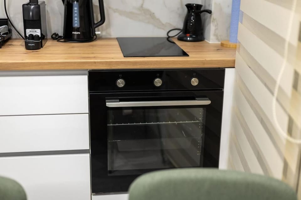 Kitchen or kitchenette, stove