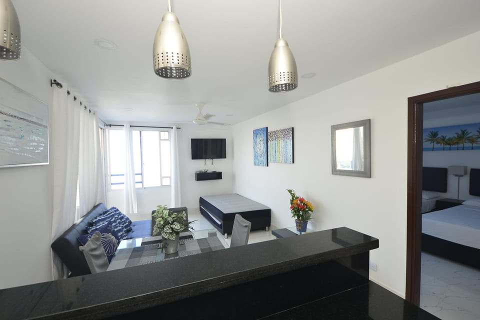 Bed, Living room, Dining area