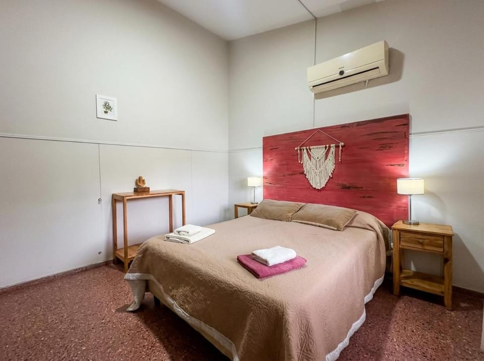 Bed, Photo of the whole room, Bedroom, towels, air conditioner