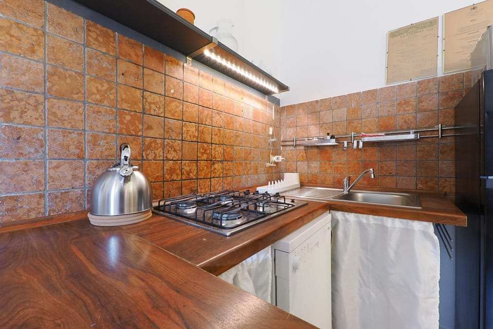Kitchen or kitchenette, dishwasher, stove