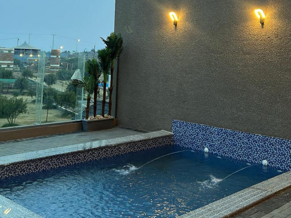Night, Pool view, Swimming pool