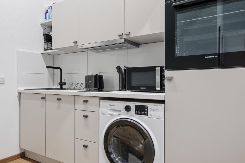Kitchen or kitchenette, dishwasher, washing machine