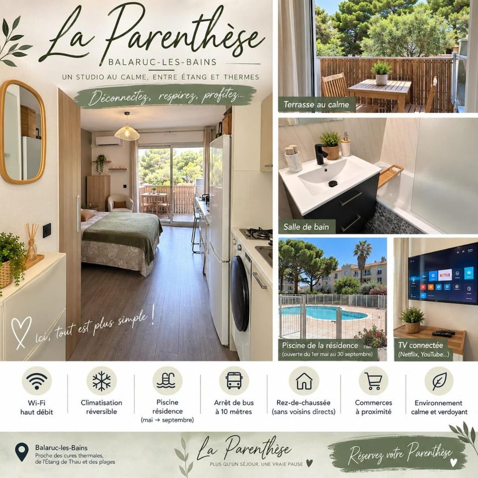 La Parenthèse studio, parking, piscine climatisée Apartment in Balaruc-les-Bains
