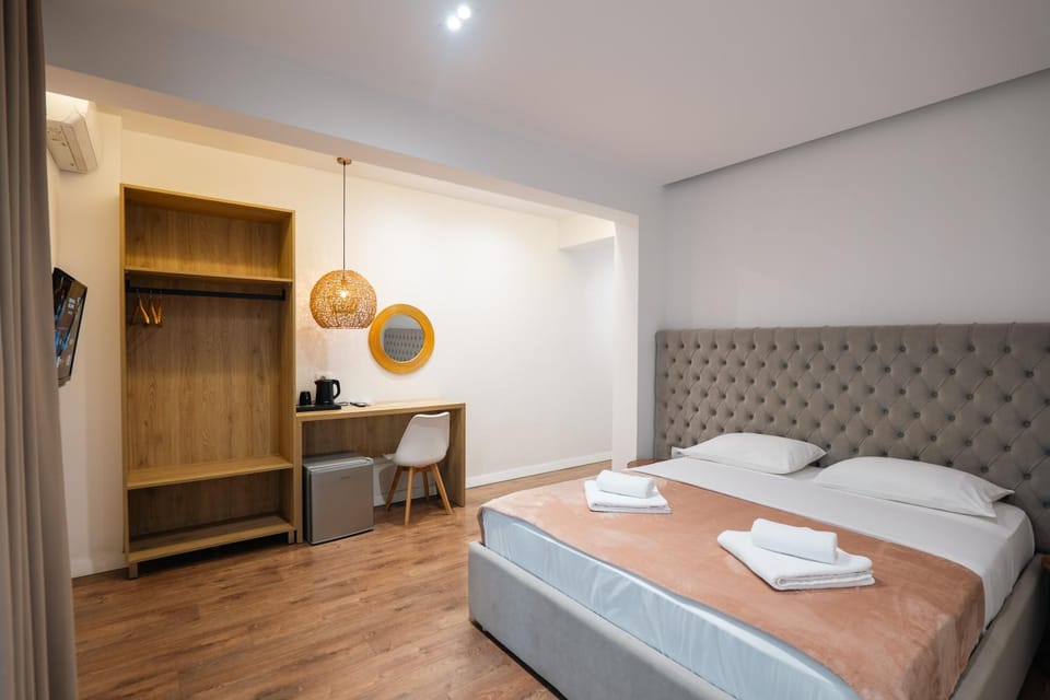 Bed, Photo of the whole room, Bedroom, towels, wardrobe