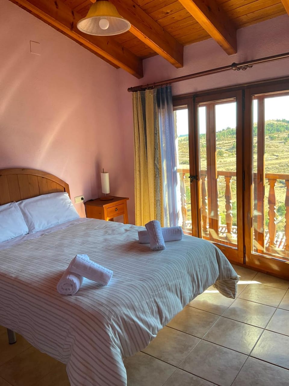Bed, Natural landscape, Balcony/Terrace, Bedroom, towels