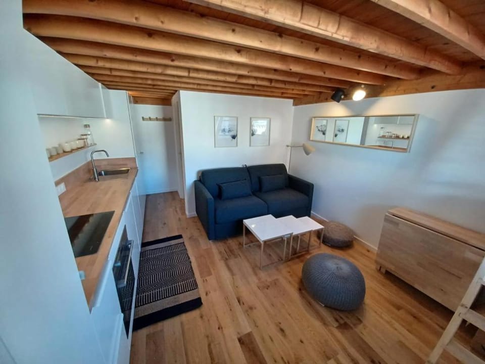 Kitchen or kitchenette, Living room, Seating area, Dining area