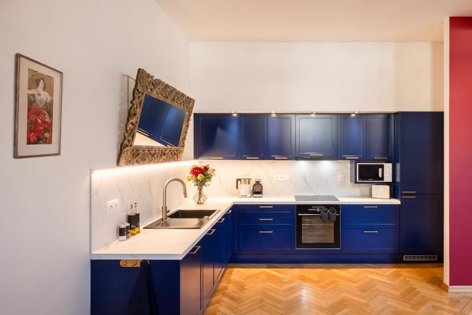Kitchen or kitchenette, oven, stove, toaster