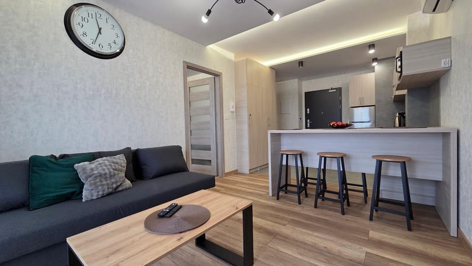 Kitchen or kitchenette, Living room, Seating area, Dining area