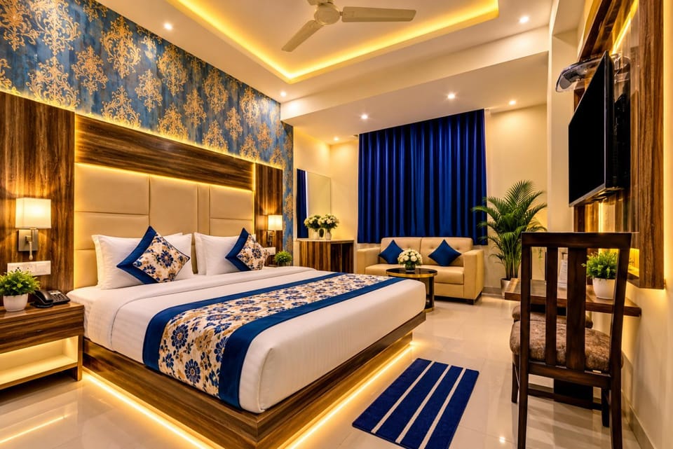 Bed, TV and multimedia, Photo of the whole room, Bedroom, fireplace