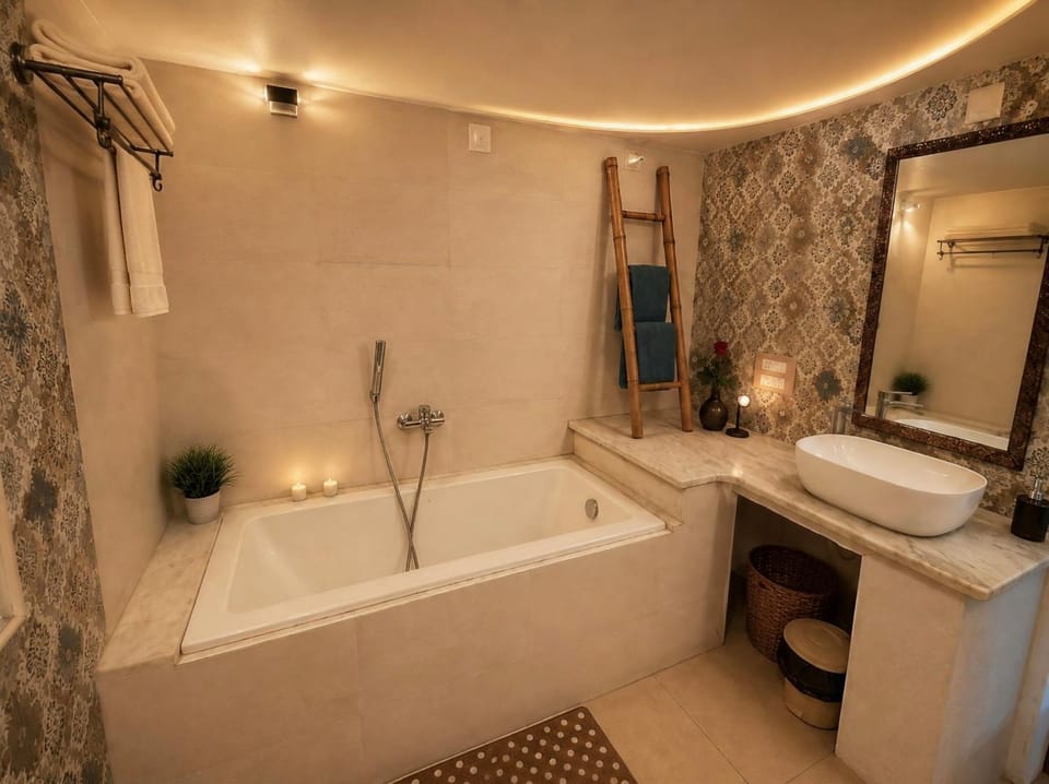 Bathroom, Bath, towels