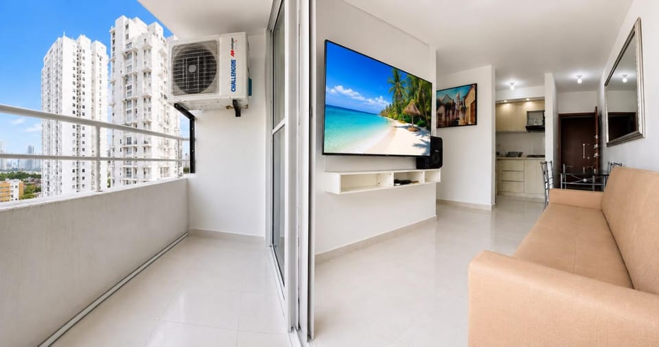 Apartamento Moderno Central cerca al Centro Historico y Playa, Balcon con Vista, Piscina, Gym, Aire Acondicionado, Lavadora, Cocina Apartment in Cartagena
