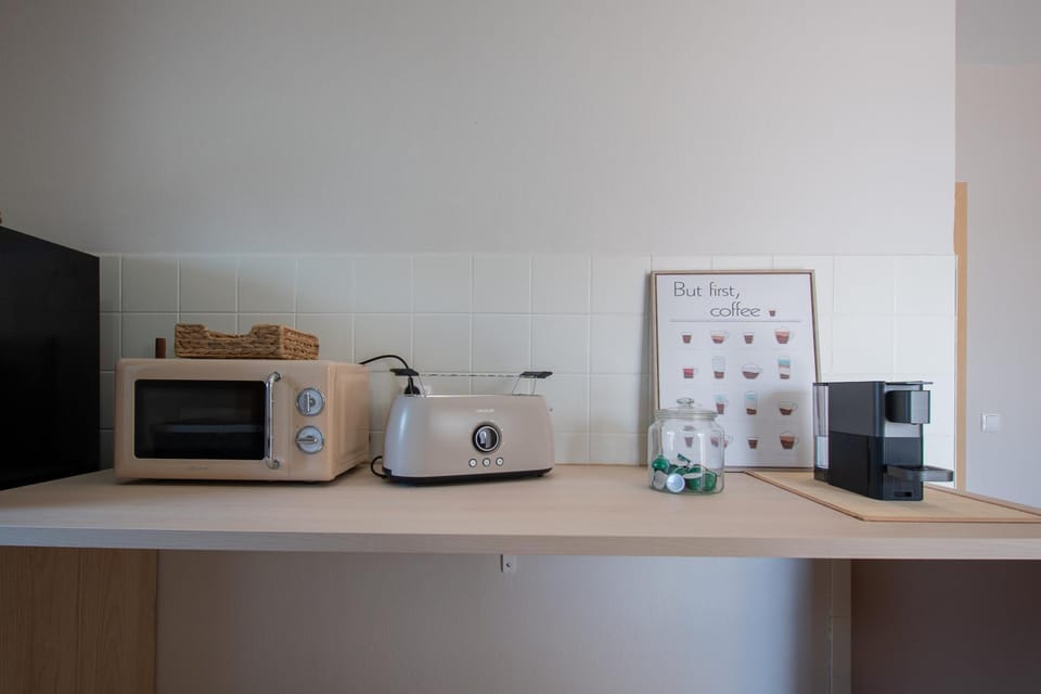 Kitchen or kitchenette, toaster