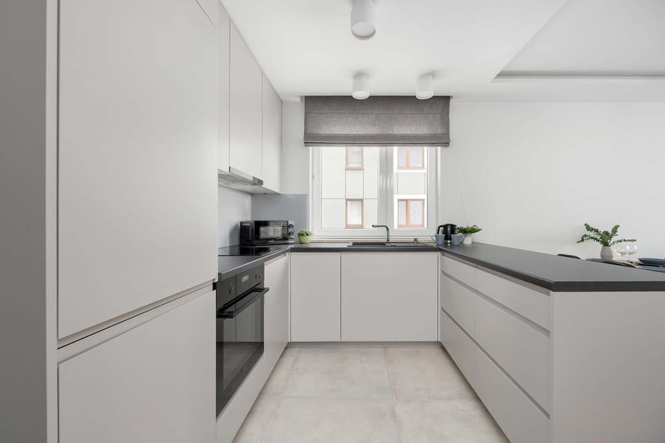 Kitchen or kitchenette, dishwasher, stove