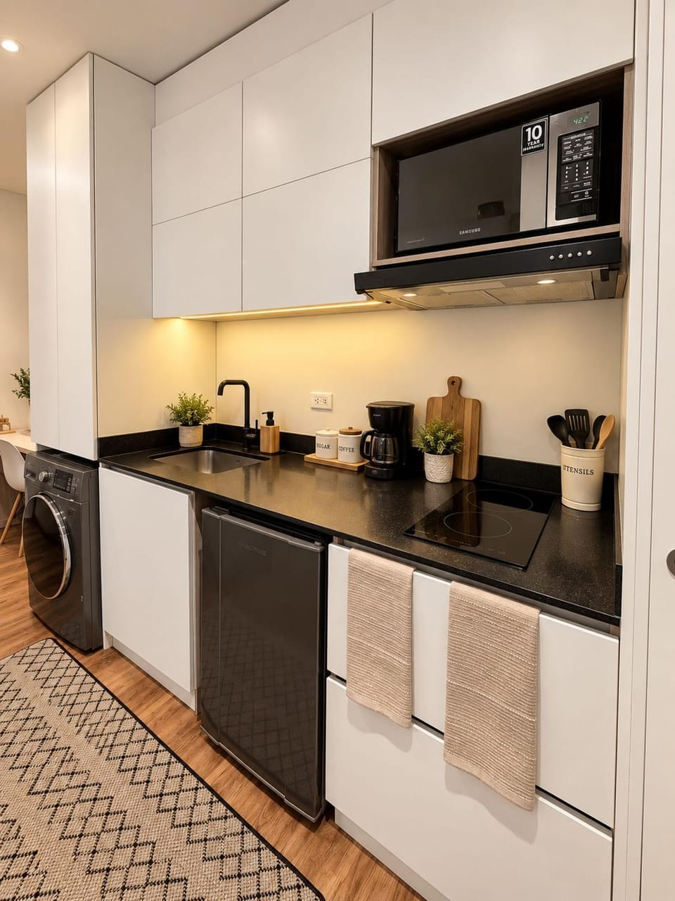 microwave, oven, washing machine, kitchen