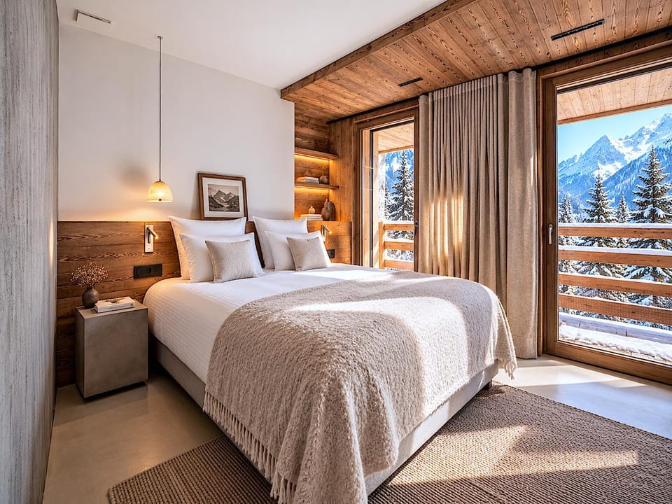 Bed, Photo of the whole room, Bedroom, Mountain view