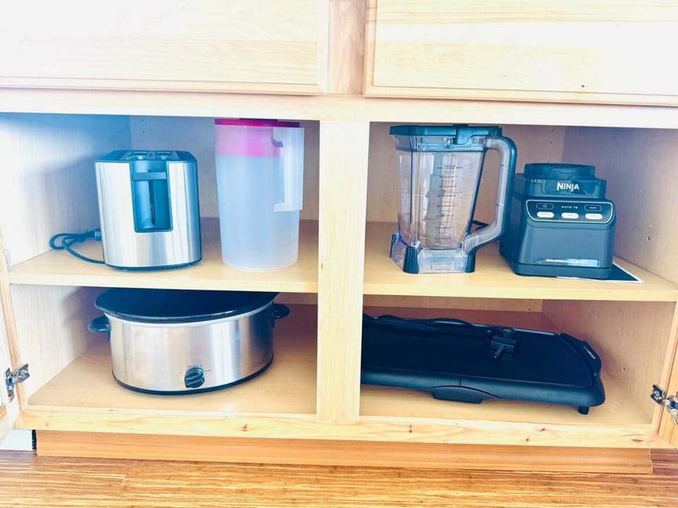 Kitchen or kitchenette, toaster
