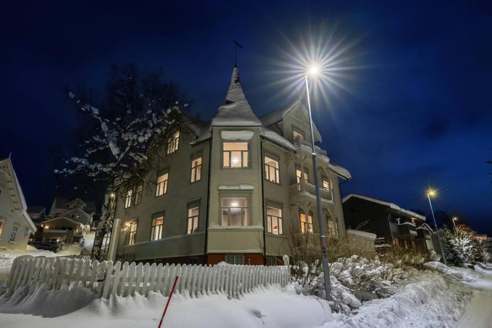 Property building, Night, Winter