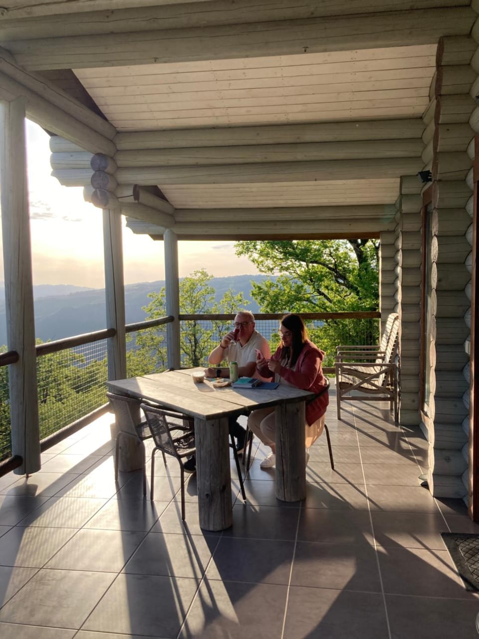 Spring, Day, People, Natural landscape, View (from property/room), Balcony/Terrace, Dining area, Mountain view