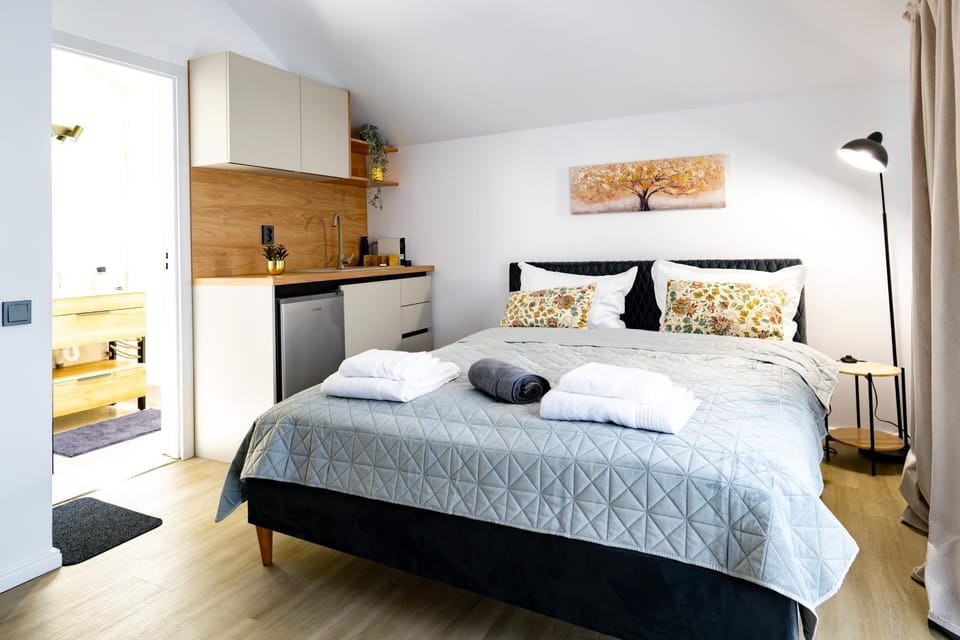 Bed, Kitchen or kitchenette, Photo of the whole room, Bedroom, towels, wardrobe