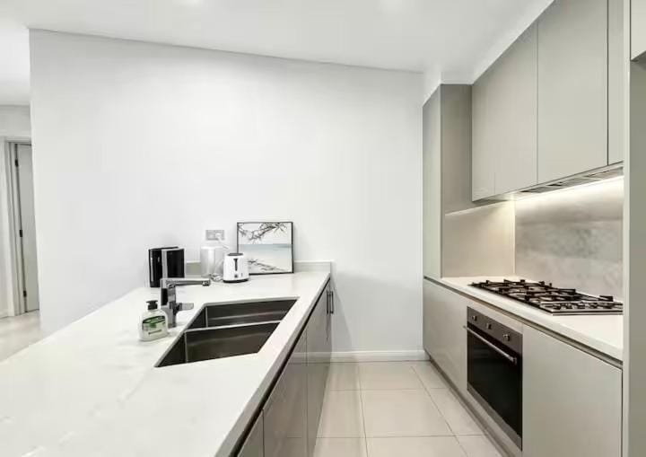 Kitchen or kitchenette, oven, stove, toaster