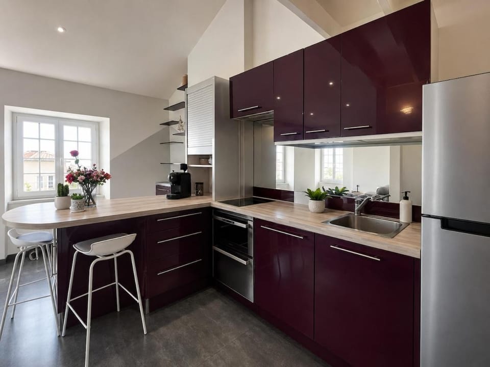 Dining area, dishwasher, oven, stove