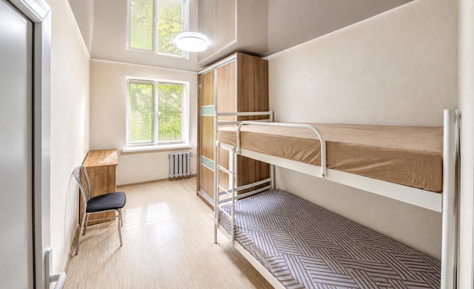 Bed, Photo of the whole room, Bedroom, bunk bed, wardrobe