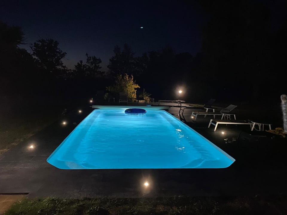Night, Pool view, Swimming pool