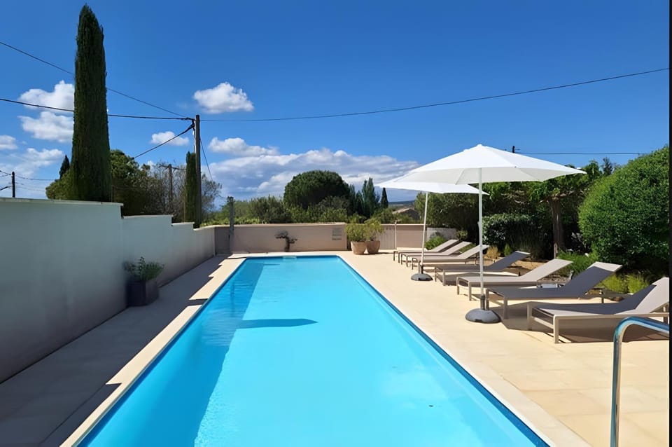 Property building, Living room, Swimming pool