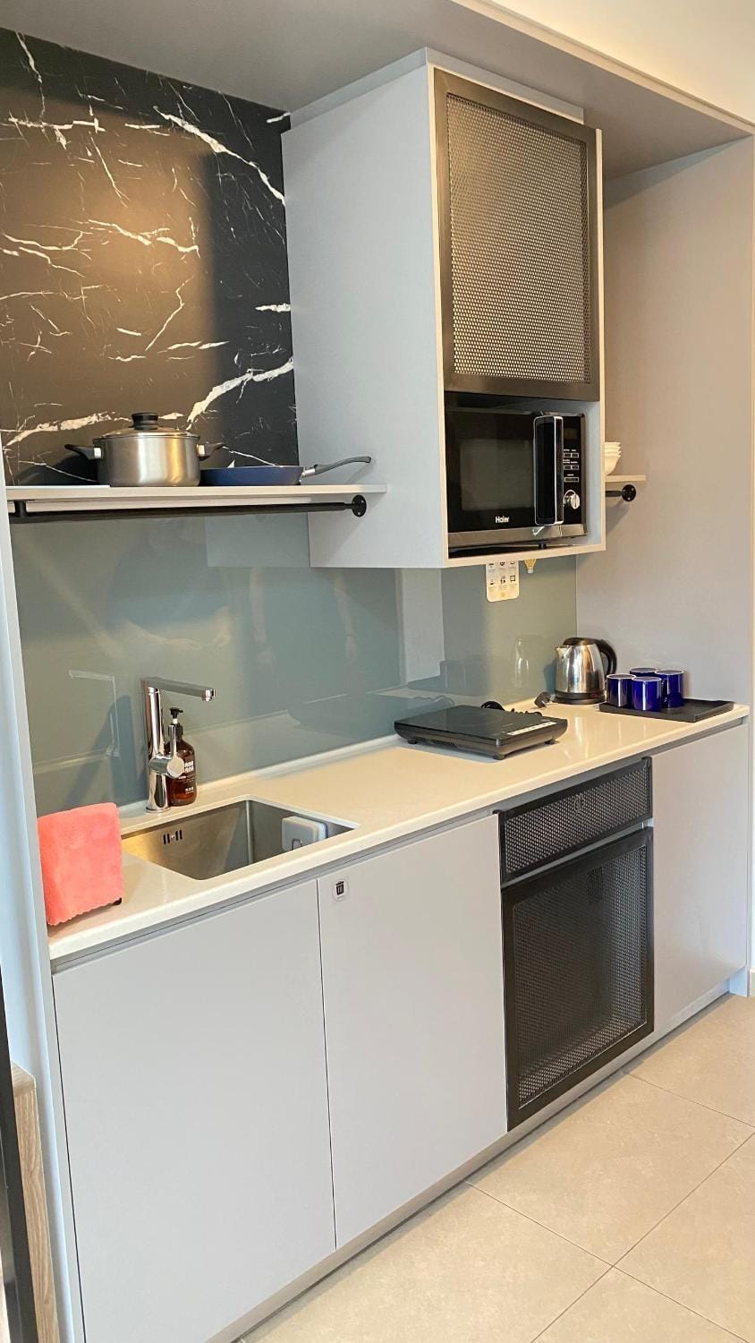 Kitchen or kitchenette, dishwasher, minibar, stove