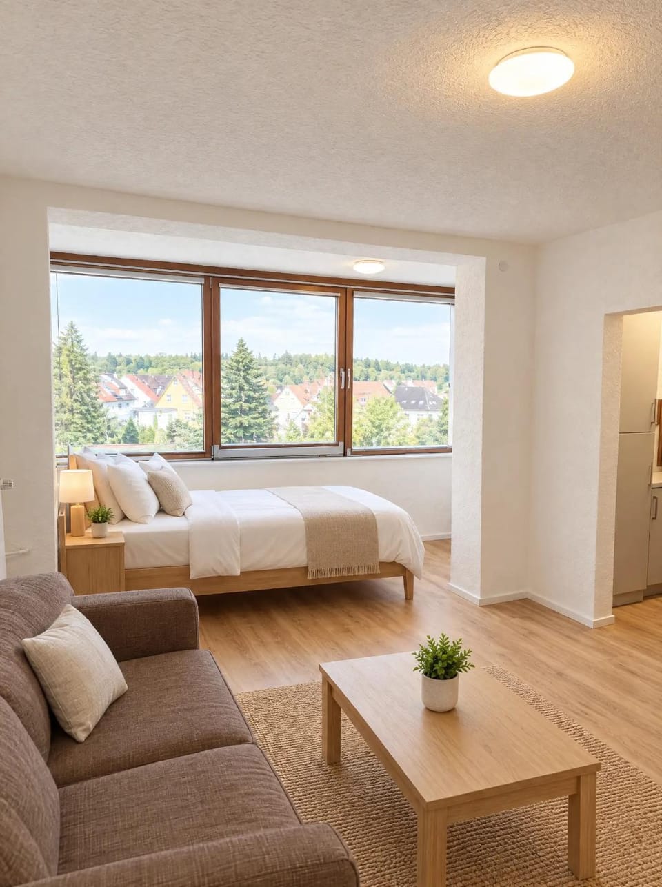Bed, Living room, Photo of the whole room, Seating area, Bedroom
