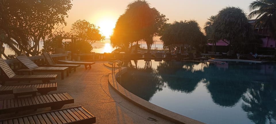 Pool view, Swimming pool, Sunset