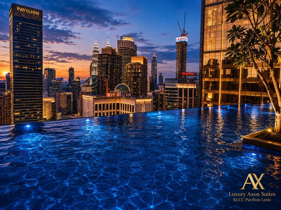 Nearby landmark, Night, City view, Pool view, Swimming pool