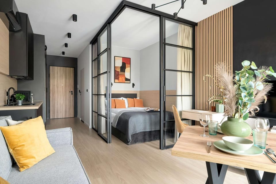Kitchen or kitchenette, Living room, Seating area