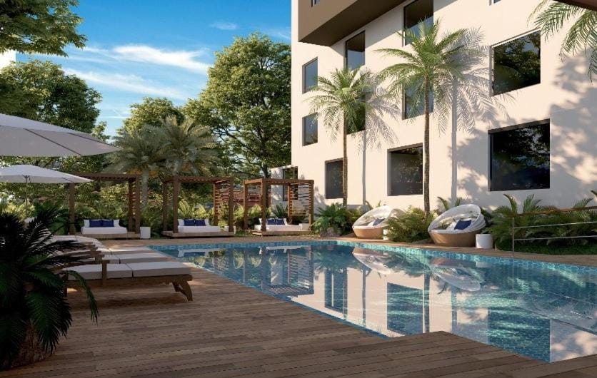 Property building, Patio, Day, Garden, Garden view, Pool view, Swimming pool, sunbed