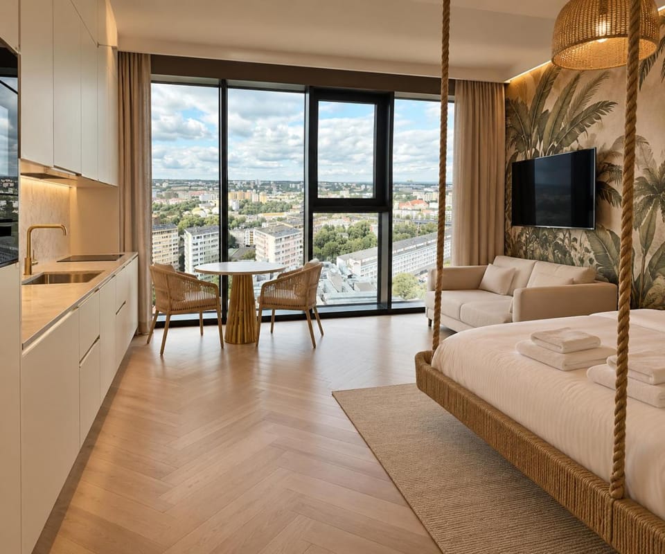Hanza Tower JUNGLE 20 SPA & Sauna & Pool & Jacuzzi Apartment in Szczecin