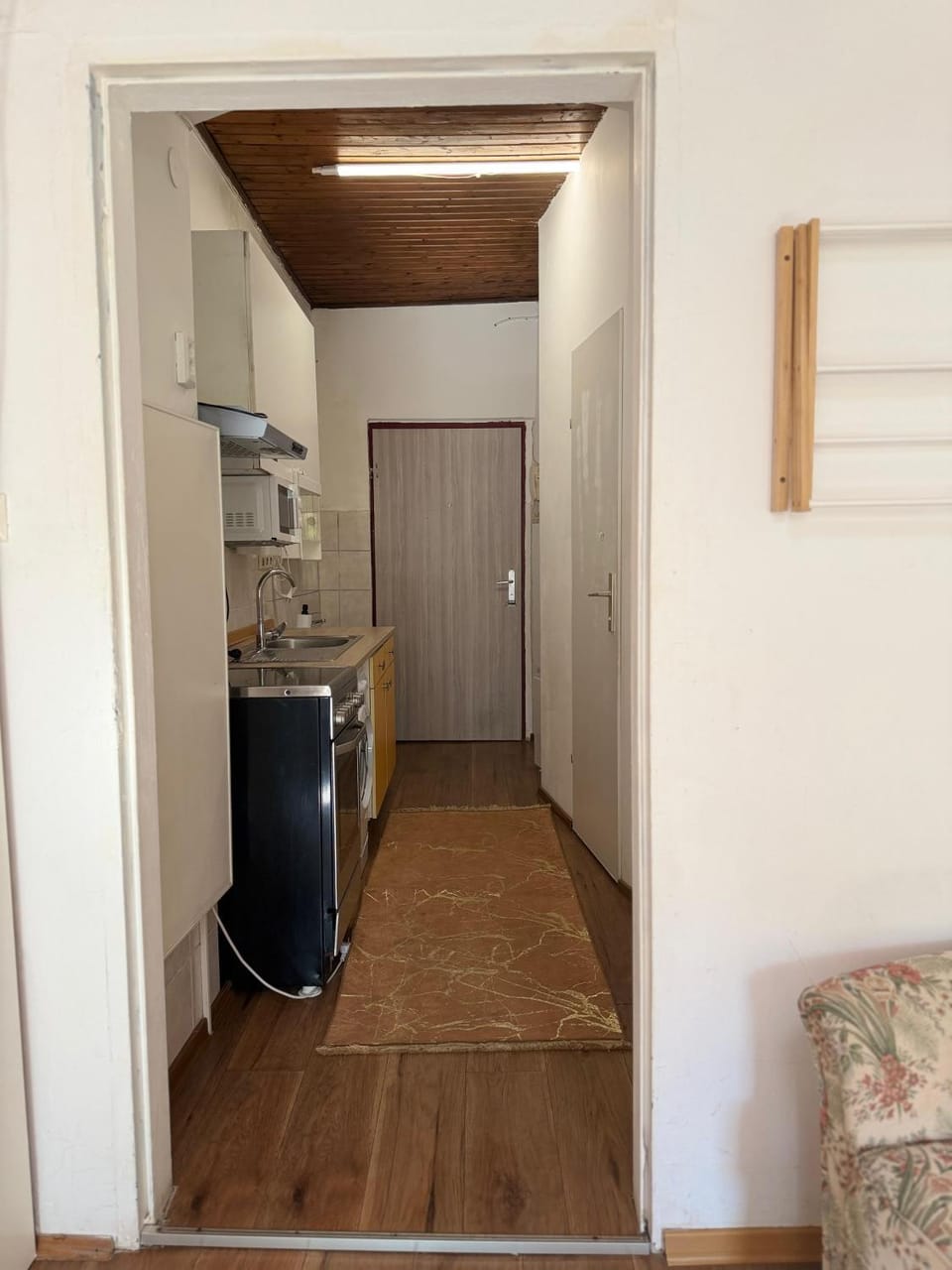 Kitchen or kitchenette, microwave