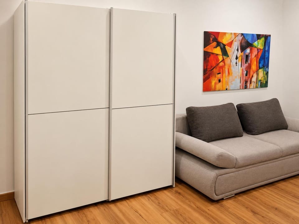 Seating area, wardrobe
