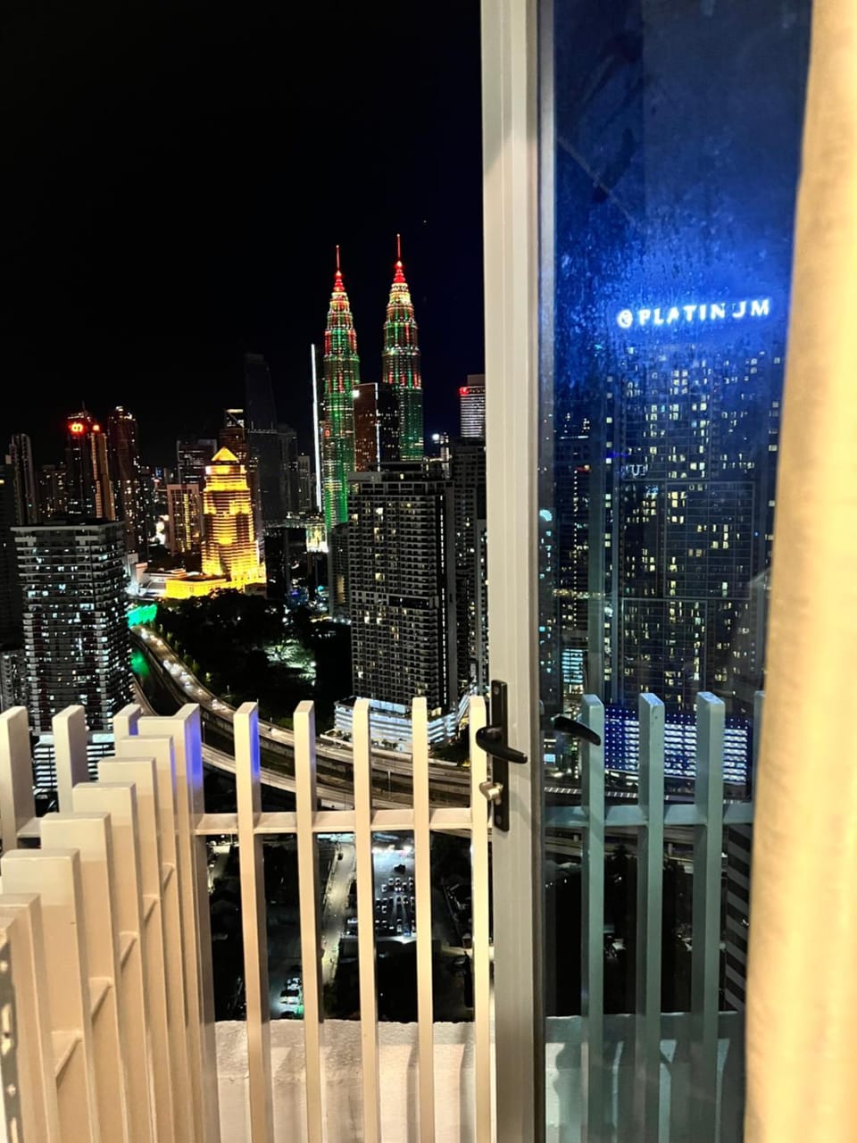 Property building, Night, View (from property/room), Balcony/Terrace, City view