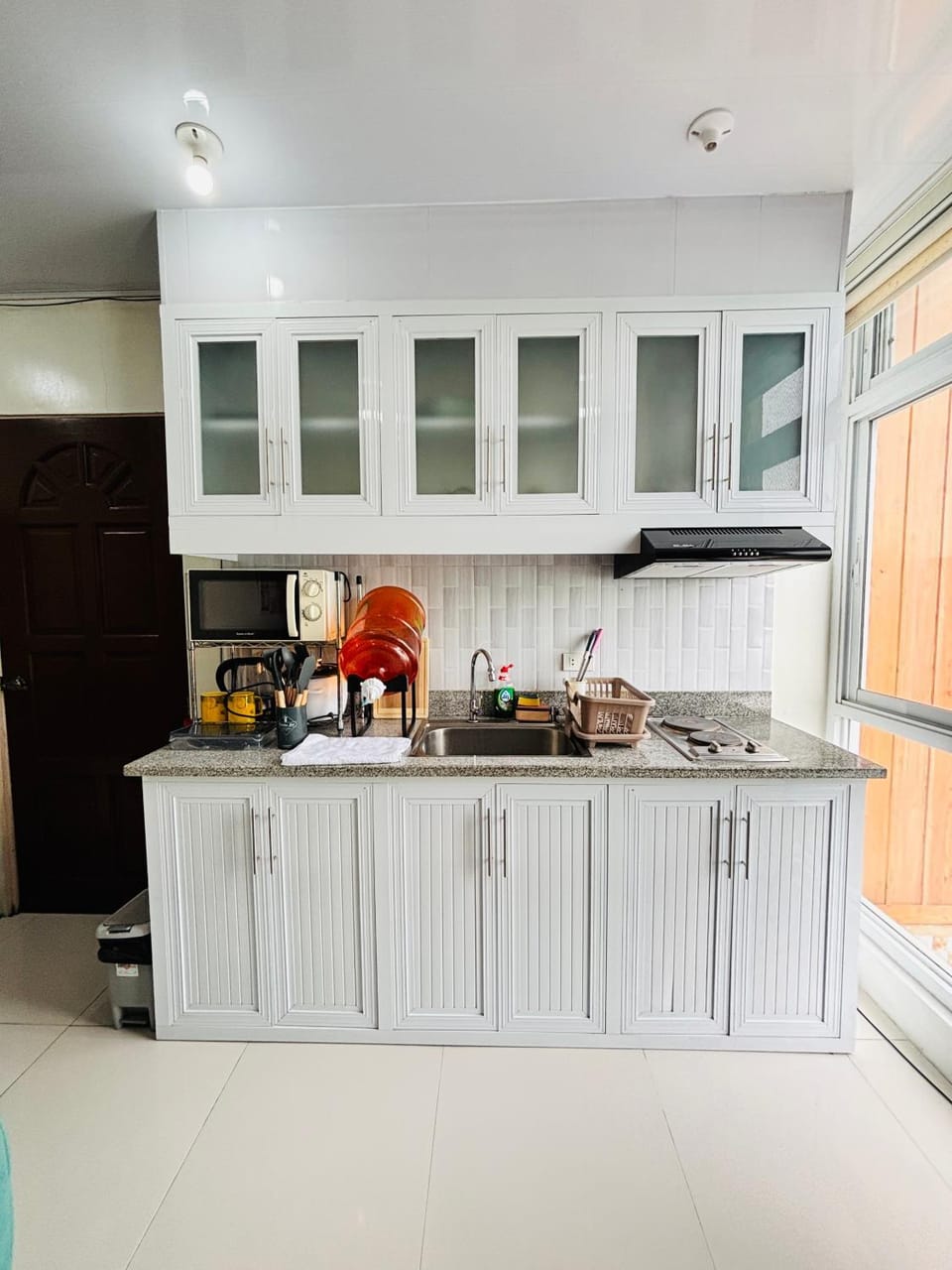 Kitchen or kitchenette, stove