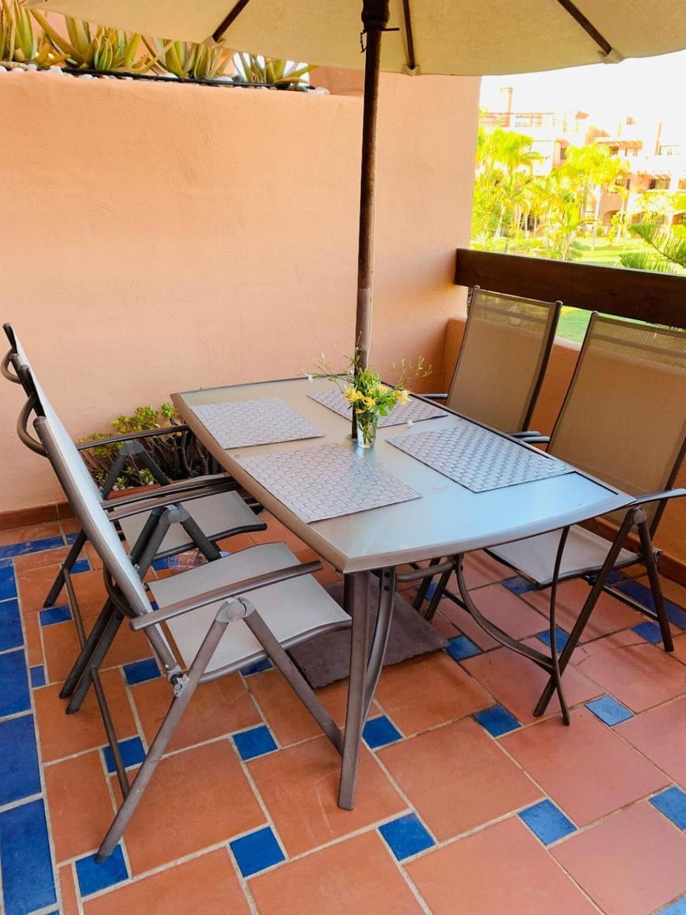 Balcony/Terrace, Seating area, Dining area, Pool view