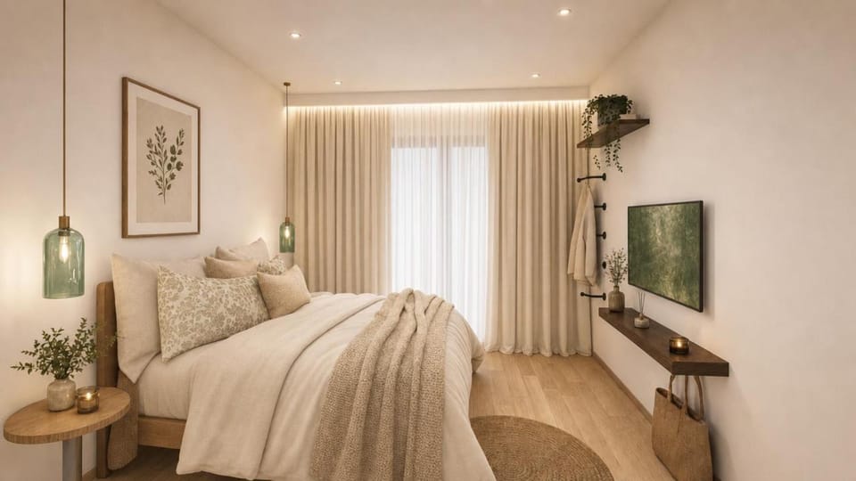 Bed, TV and multimedia, Photo of the whole room, Bedroom