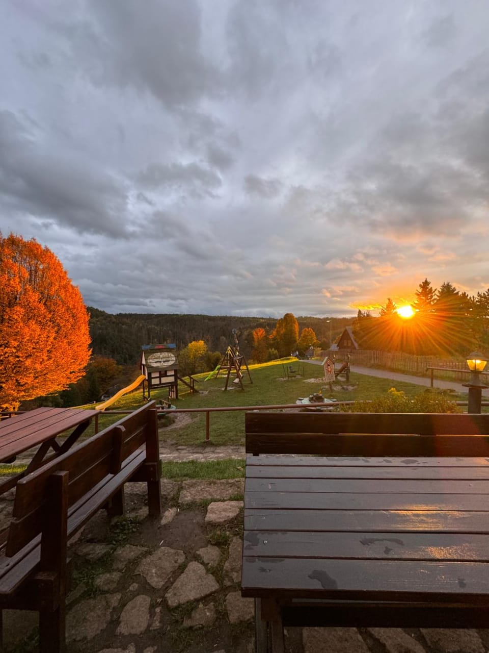 Restaurant/places to eat, View (from property/room), Autumn, Sunset