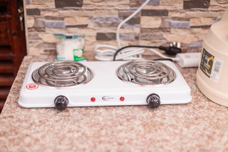 Kitchen or kitchenette, stove