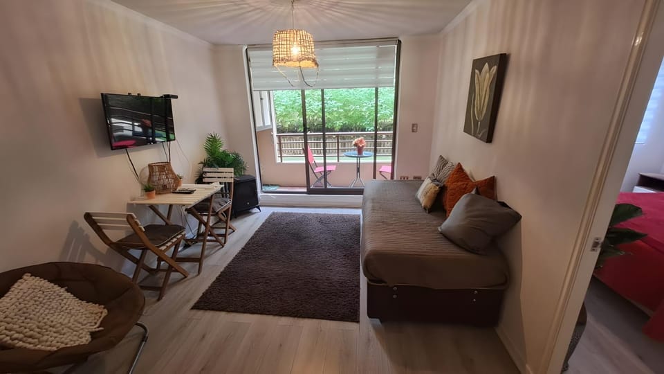 Bed, Living room, Dining area