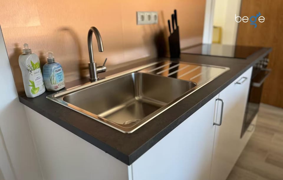 Kitchen or kitchenette, stove