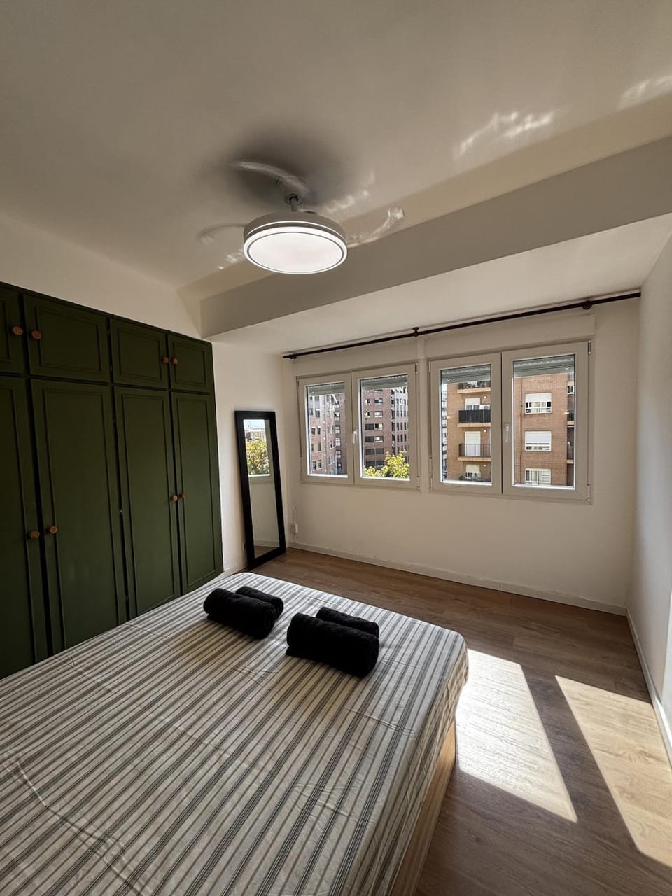 Bed, Photo of the whole room, Bedroom, towels, wardrobe, air conditioner