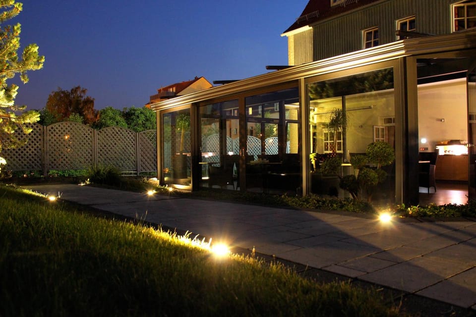 Property building, Night, Garden