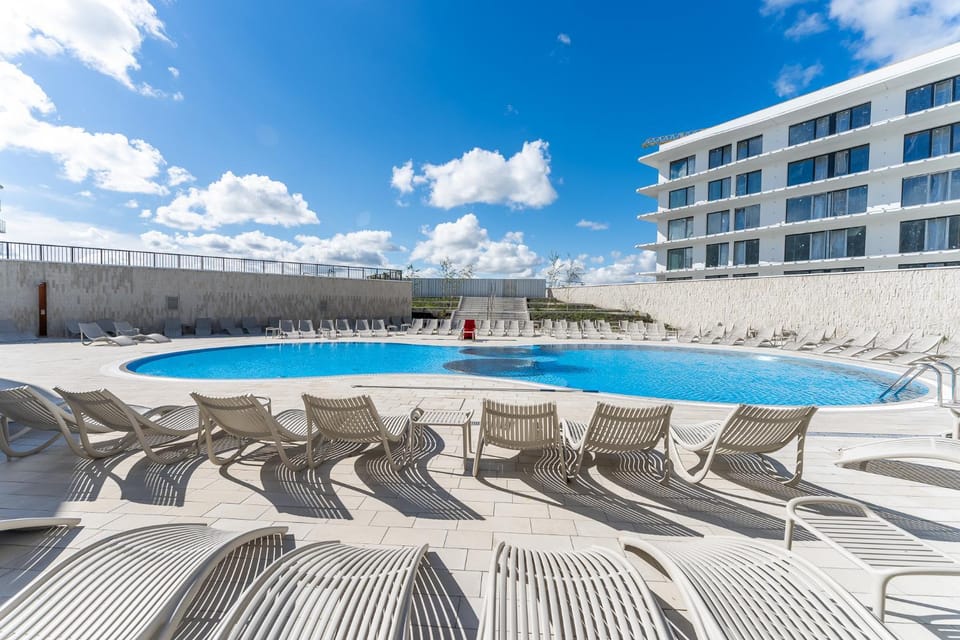 Property building, Patio, Day, Natural landscape, View (from property/room), Balcony/Terrace, Swimming pool, Swimming pool, sunbed