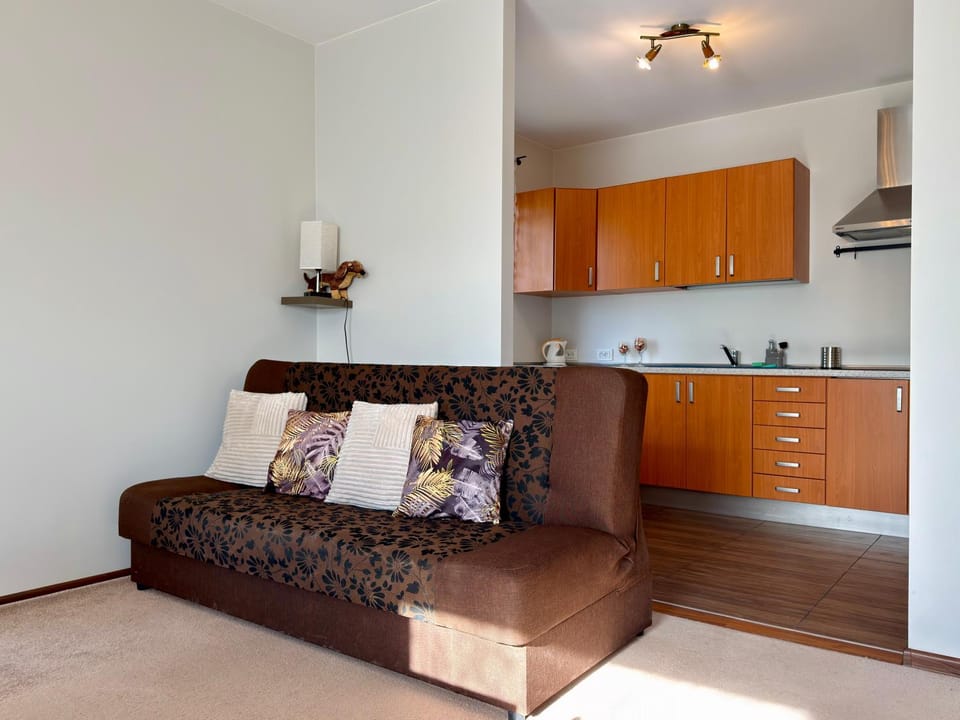 Kitchen or kitchenette, Living room, Seating area